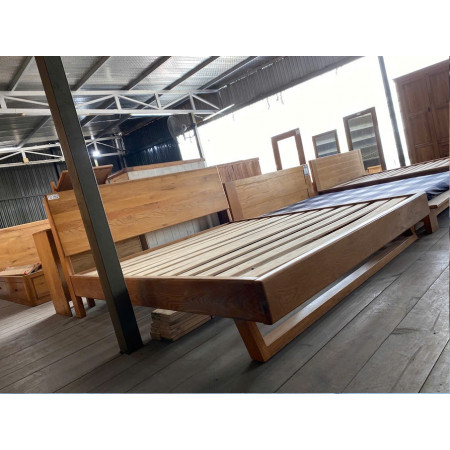 Solid Oak - Nệm 1m8 x 2m : Giường Ngủ Gỗ Sồi Chân Quỳ